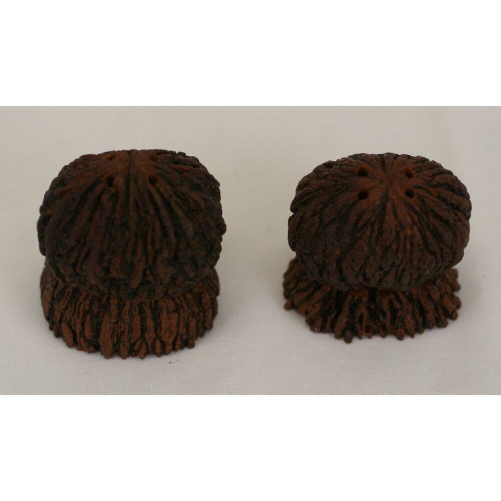 VTG Hand Carved Walnut Shell Salt & Pepper Shakers Black Forest Pair Greenup Ill